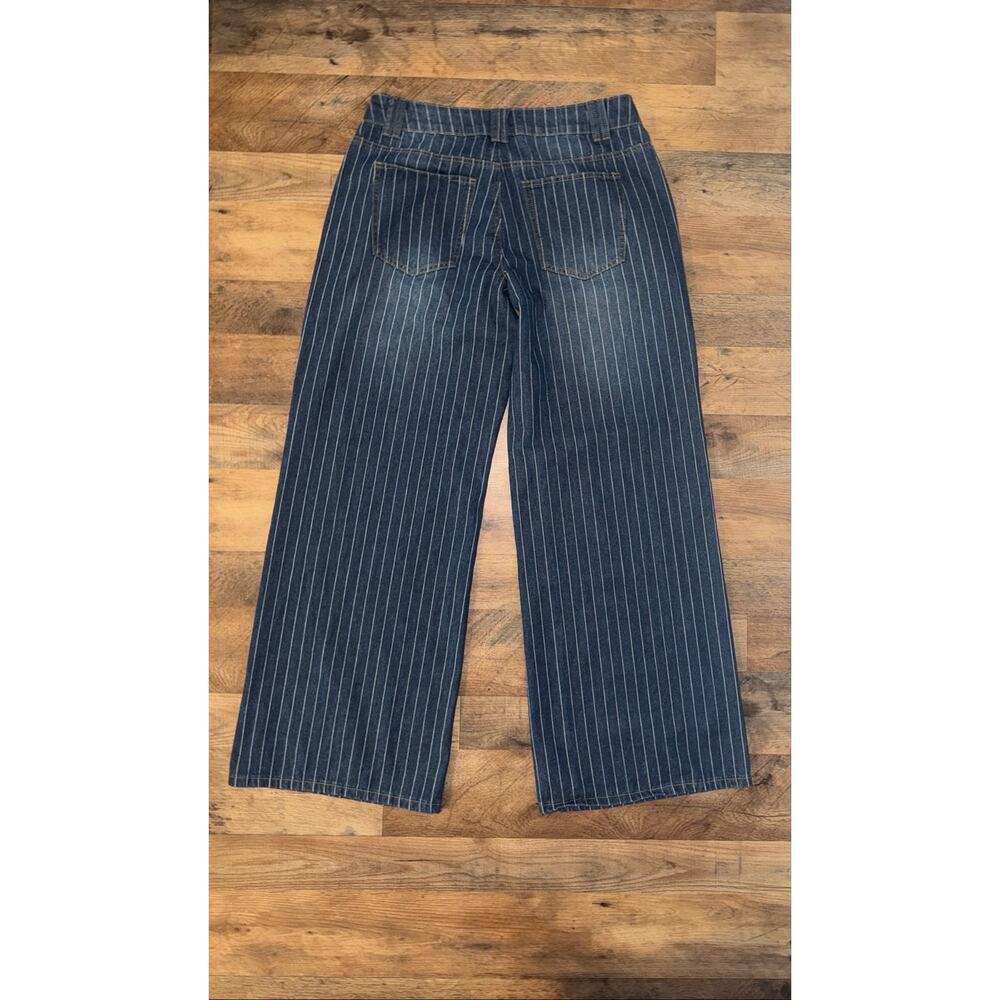 Edikted Cory women’s pinstriped low rise wide leg blue jeans - Picture 14 of 16